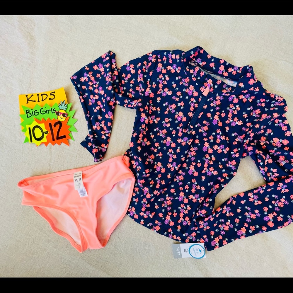 NWT Long sleeve rash guard top and bottom set size 10/12